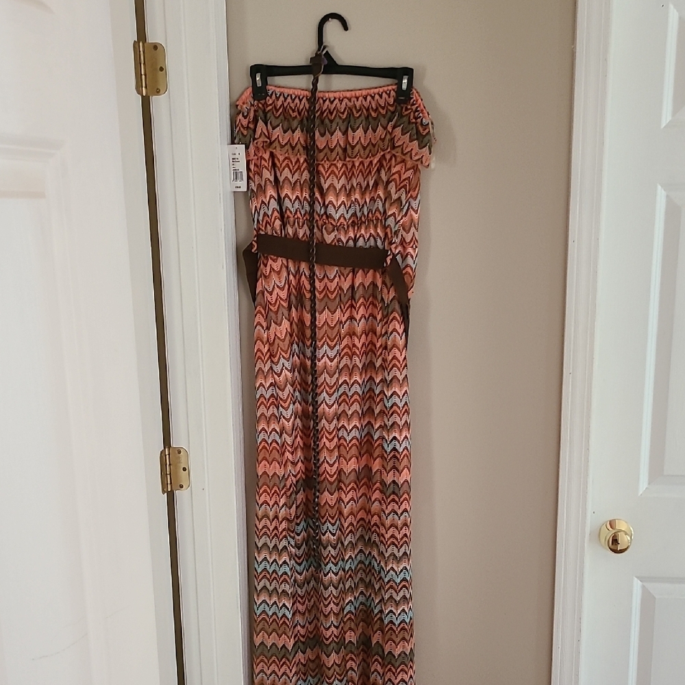 NWT: Strapless Chevron Maxi Dress - Multicolor - Picture 2 of 4